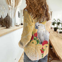 New Zealand Aotearoa Cockatoo Women Casual Shirt Maori Pattern With Pohutukawa Flowers LT05 - Polynesian Pride