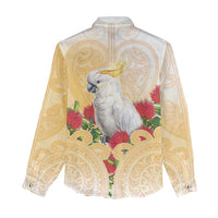 New Zealand Aotearoa Cockatoo Women Casual Shirt Maori Pattern With Pohutukawa Flowers LT05 - Polynesian Pride