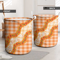 Orange Hawaii Palaka Laundry Basket Hawaiian Ilima Lei