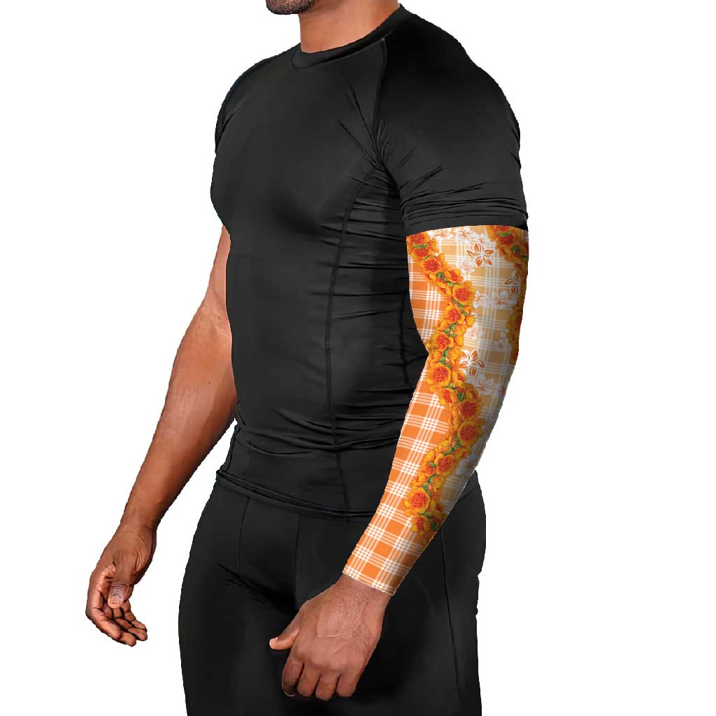 Orange Hawaii Palaka Arm Sleeves Hawaiian Ilima Lei