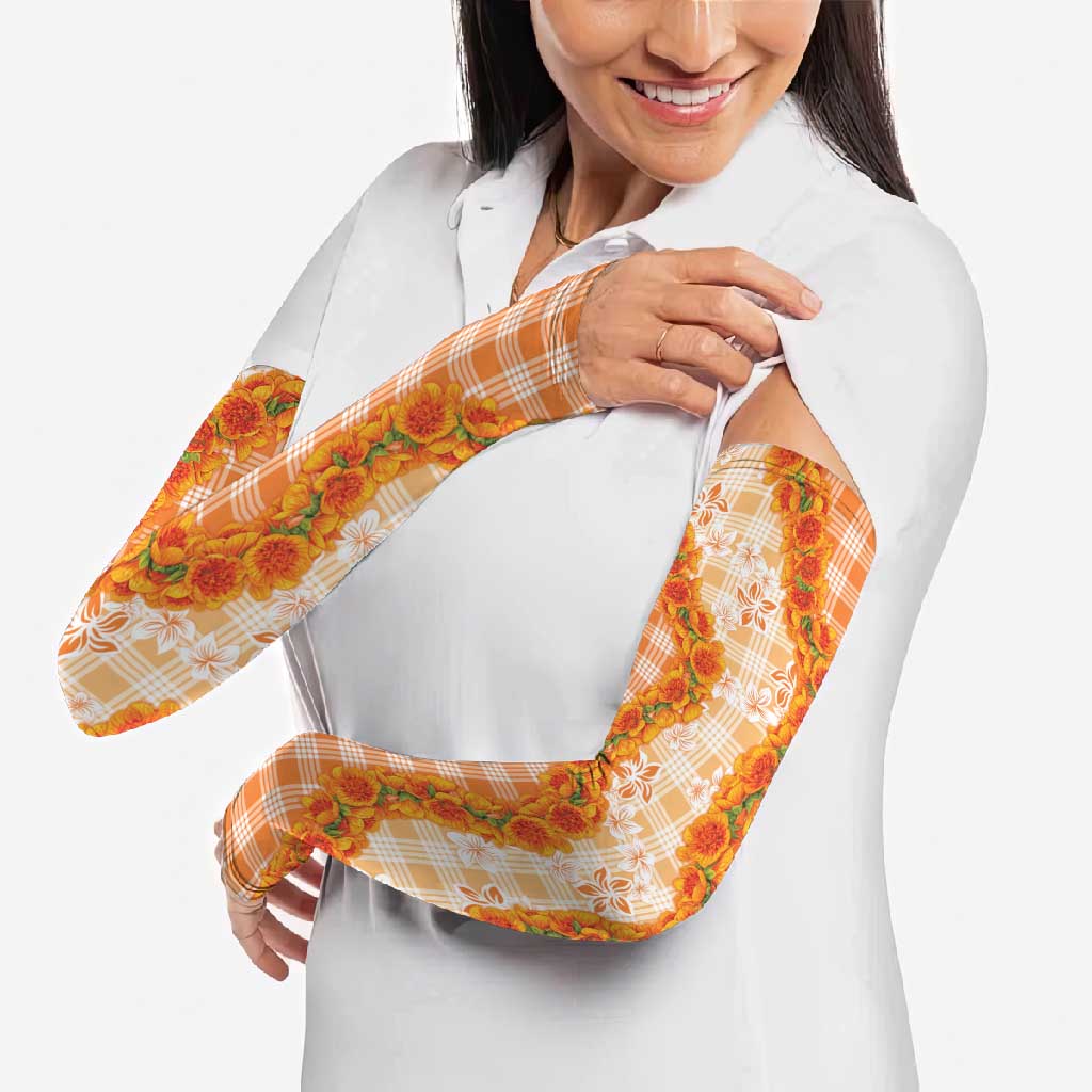 Orange Hawaii Palaka Arm Sleeves Hawaiian Ilima Lei
