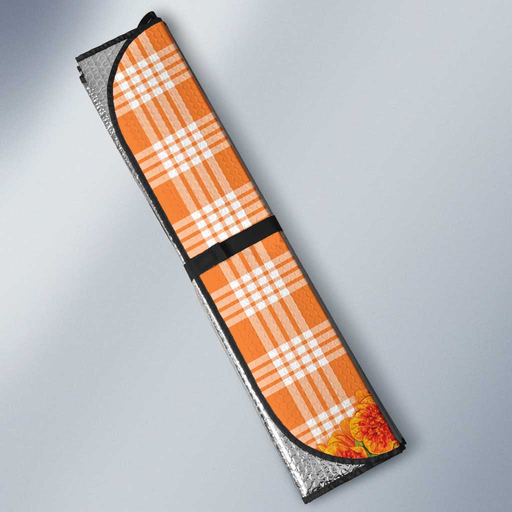 Orange Hawaii Palaka Auto Sun Shade Hawaiian Ilima Lei