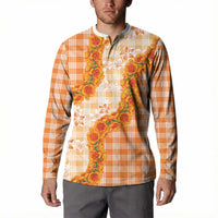 Orange Hawaii Palaka Button Sweatshirt Hawaiian Ilima Lei