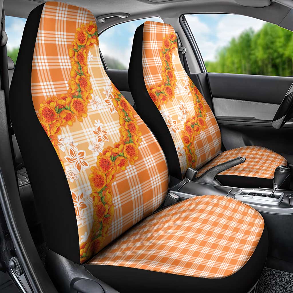 Orange Hawaii Palaka Car Seat Cover Hawaiian Ilima Lei