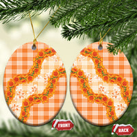 Orange Hawaii Palaka Ceramic Ornament Hawaiian Ilima Lei