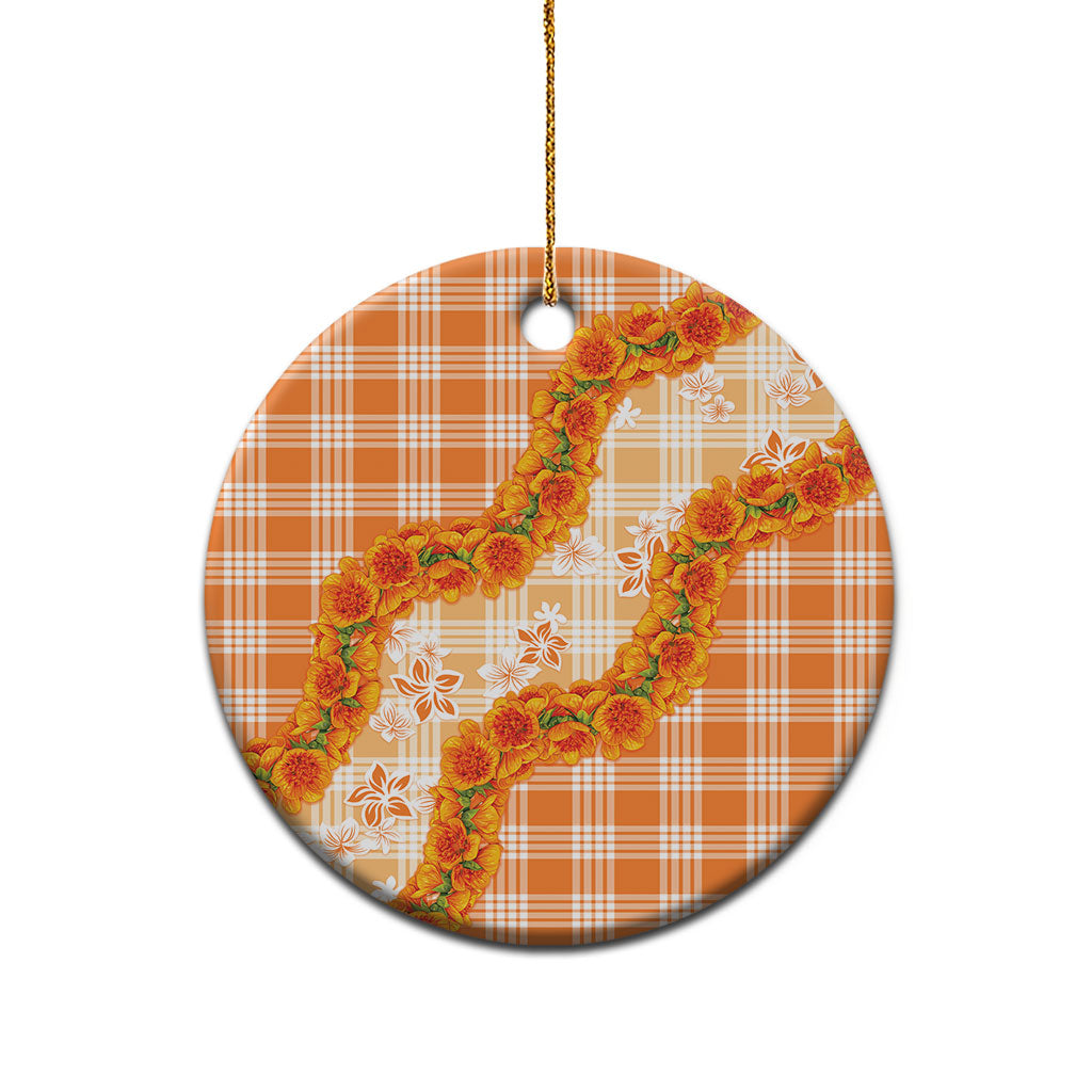 Orange Hawaii Palaka Ceramic Ornament Hawaiian Ilima Lei