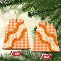 Orange Hawaii Palaka Ceramic Ornament Hawaiian Ilima Lei