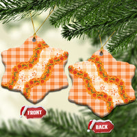 Orange Hawaii Palaka Ceramic Ornament Hawaiian Ilima Lei