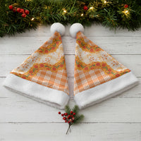 Orange Hawaii Palaka Christmas Santa Hat Hawaiian Ilima Lei
