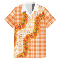 Orange Hawaii Palaka Family Matching Off Shoulder Short Dress and Hawaiian Shirt Hawaiian Ilima Lei LT05 Dad's Shirt - Short Sleeve Orange - Polynesian Pride