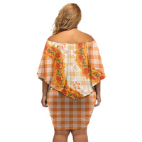 Orange Hawaii Palaka Family Matching Off Shoulder Short Dress and Hawaiian Shirt Hawaiian Ilima Lei LT05 - Polynesian Pride