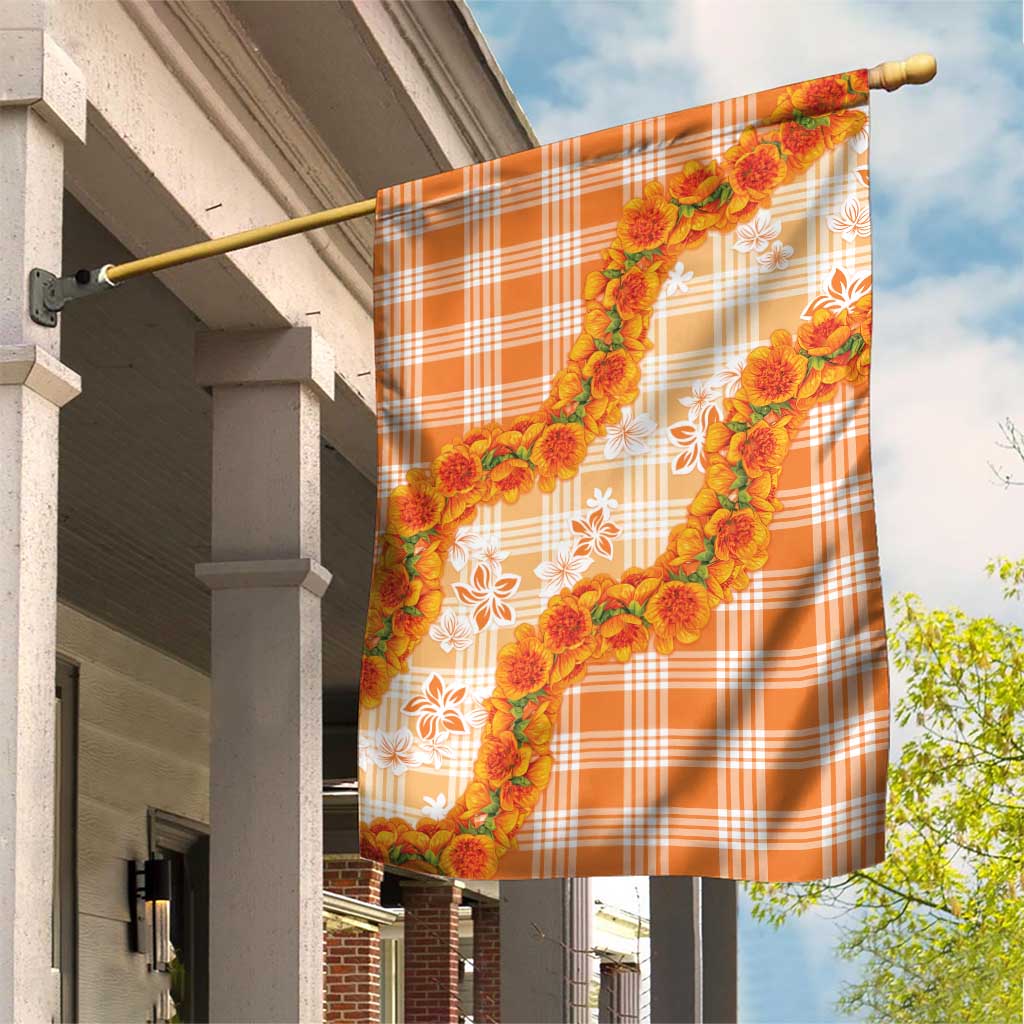 Orange Hawaii Palaka Garden Flag Hawaiian Ilima Lei LT05 House Flag Orange - Polynesian Pride