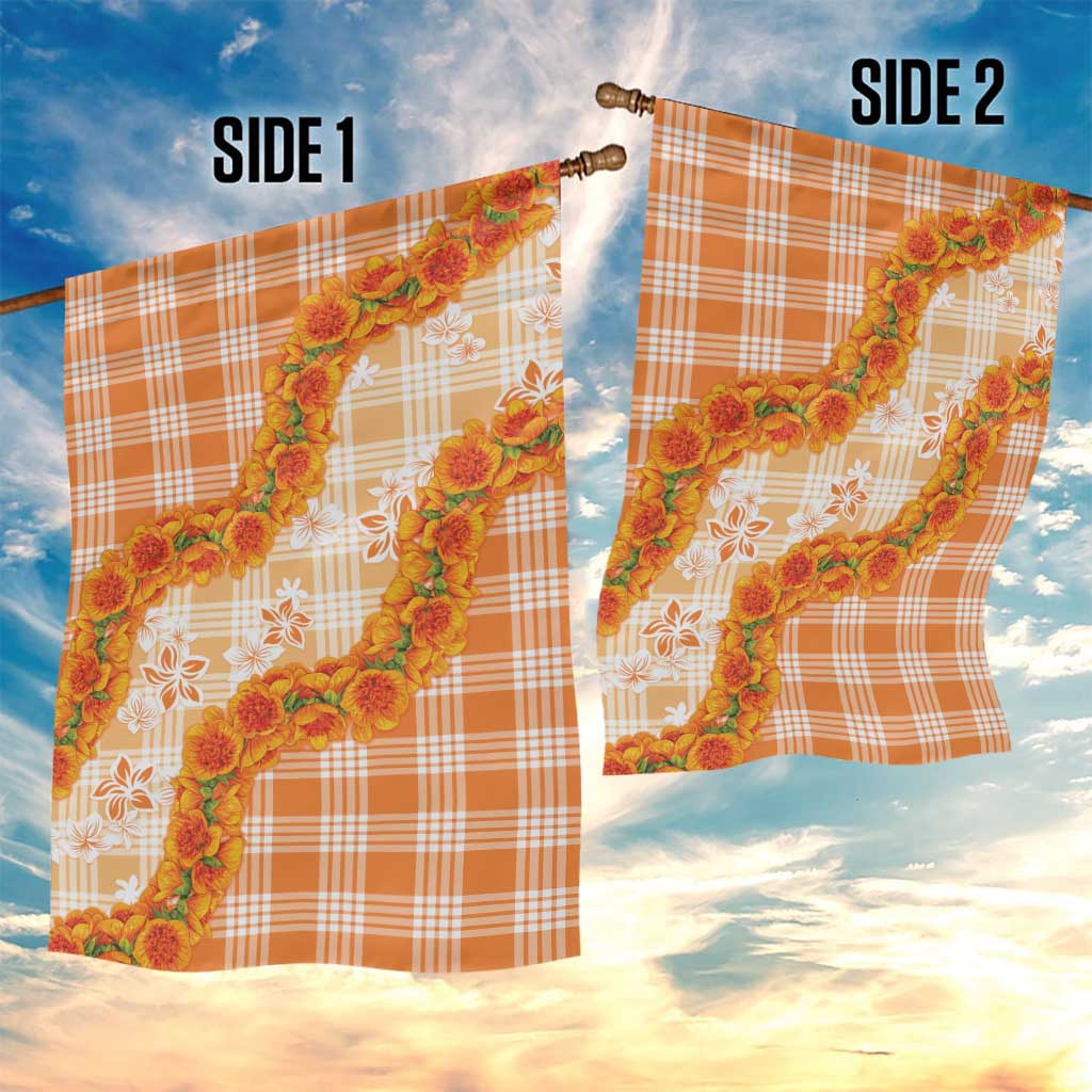 Orange Hawaii Palaka Garden Flag Hawaiian Ilima Lei LT05 - Polynesian Pride