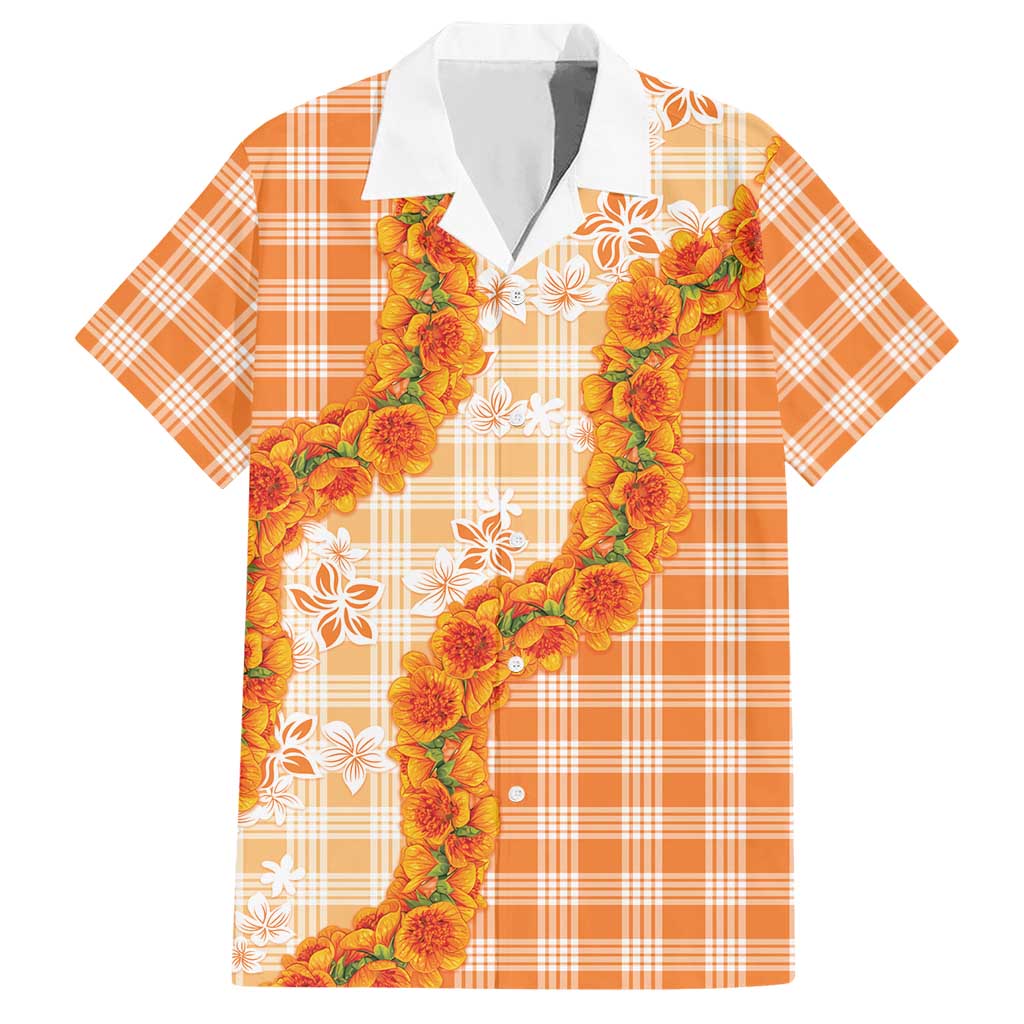 Orange Hawaii Palaka Hawaiian Shirt Hawaiian Ilima Lei LT05 Orange - Polynesian Pride