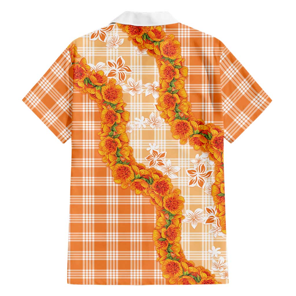 Orange Hawaii Palaka Hawaiian Shirt Hawaiian Ilima Lei LT05 - Polynesian Pride