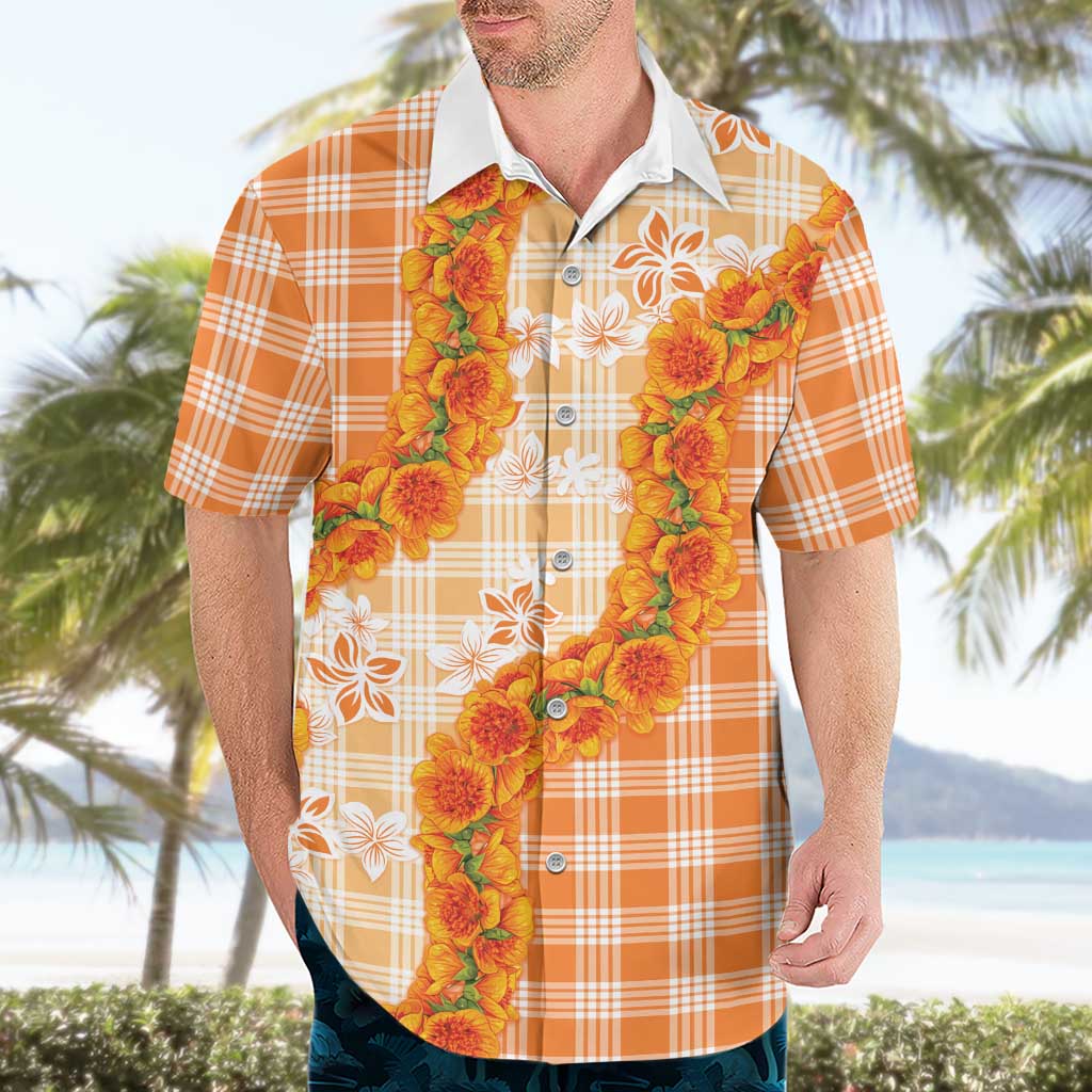 Orange Hawaii Palaka Hawaiian Shirt Hawaiian Ilima Lei LT05 - Polynesian Pride