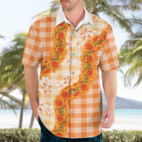 Orange Hawaii Palaka Hawaiian Shirt Hawaiian Ilima Lei LT05 - Polynesian Pride