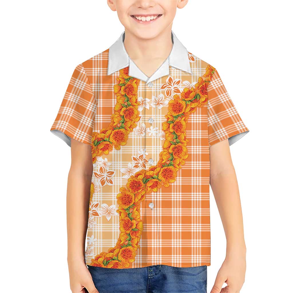 Orange Hawaii Palaka Hawaiian Shirt Hawaiian Ilima Lei LT05 - Polynesian Pride
