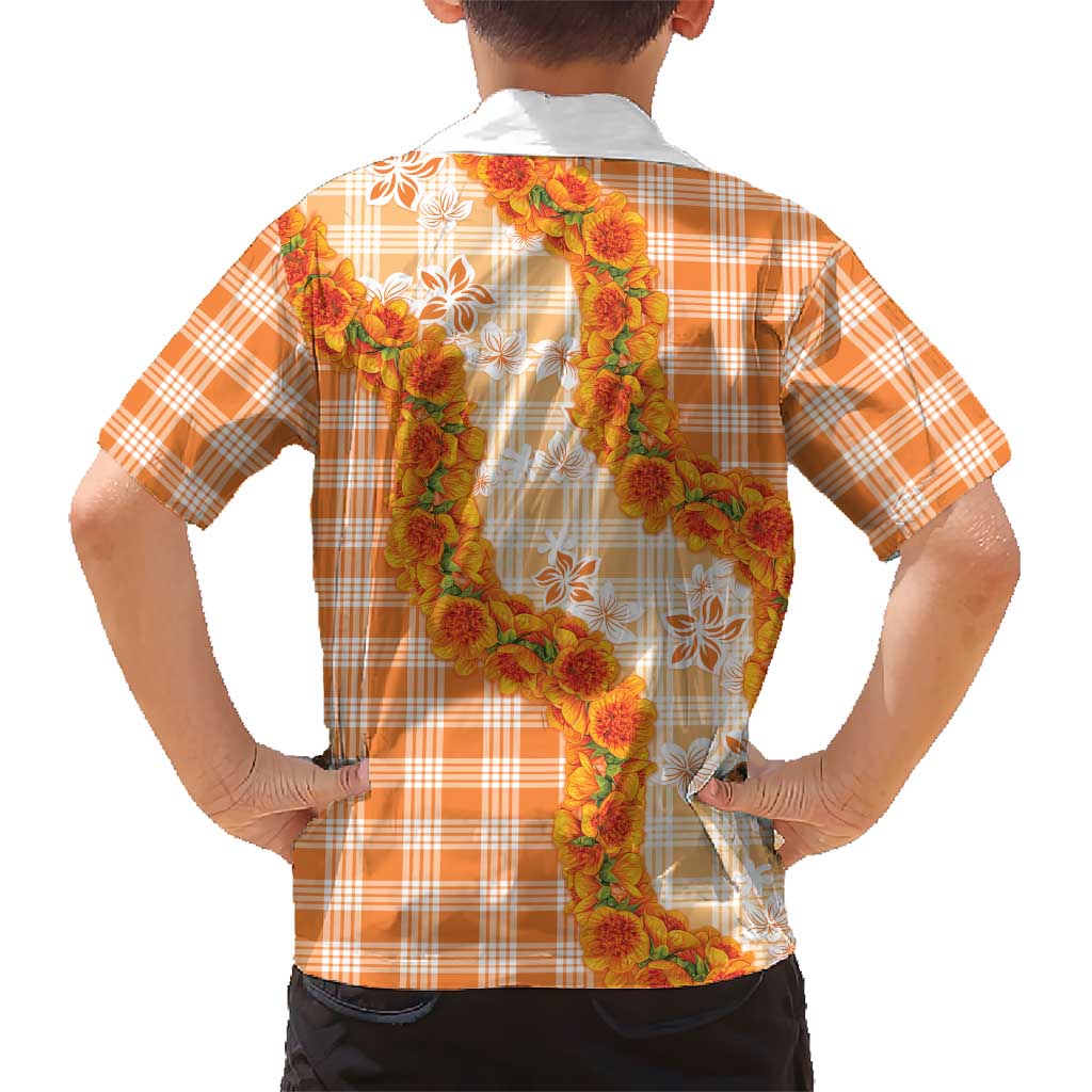Orange Hawaii Palaka Hawaiian Shirt Hawaiian Ilima Lei LT05 - Polynesian Pride