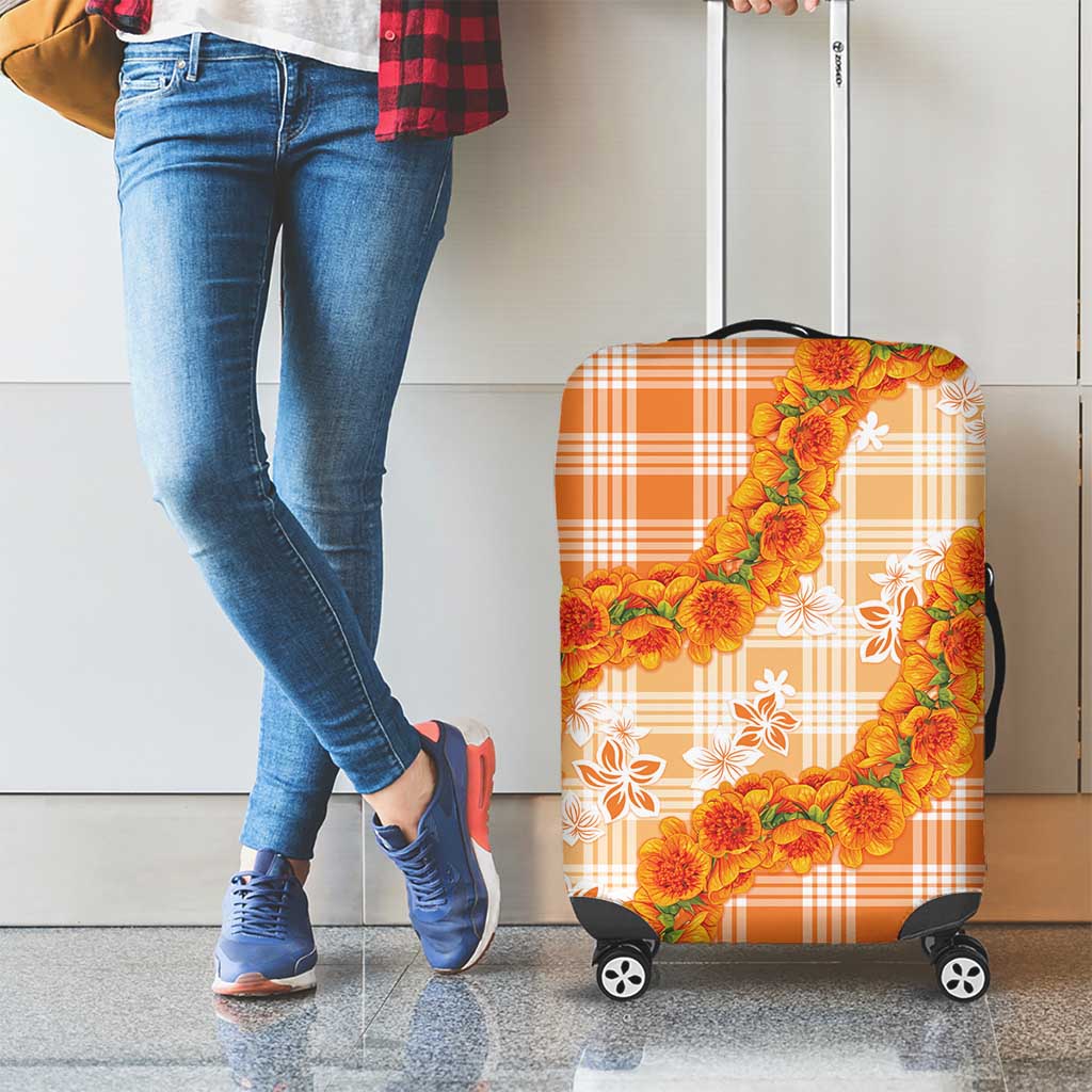 Orange Hawaii Palaka Luggage Cover Hawaiian Ilima Lei LT05 - Polynesian Pride