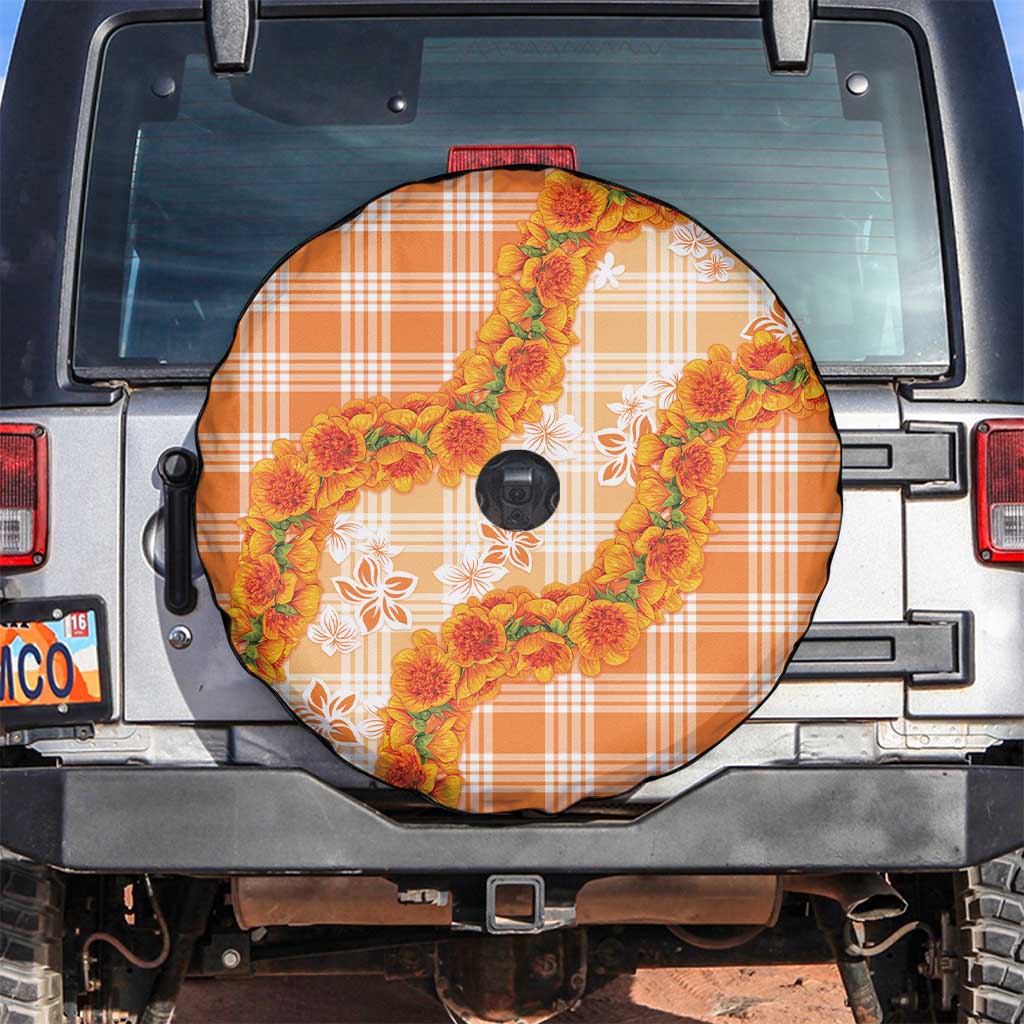 Orange Hawaii Palaka Spare Tire Cover Hawaiian Ilima Lei