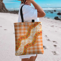 Orange Hawaii Palaka Tote Bag Hawaiian Ilima Lei