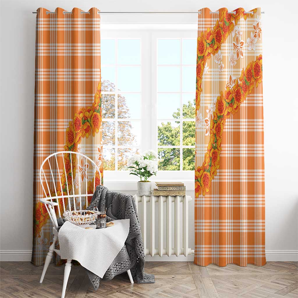 Orange Hawaii Palaka Window Curtain Hawaiian Ilima Lei