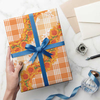 Orange Hawaii Palaka Wrapping Paper Hawaiian Ilima Lei