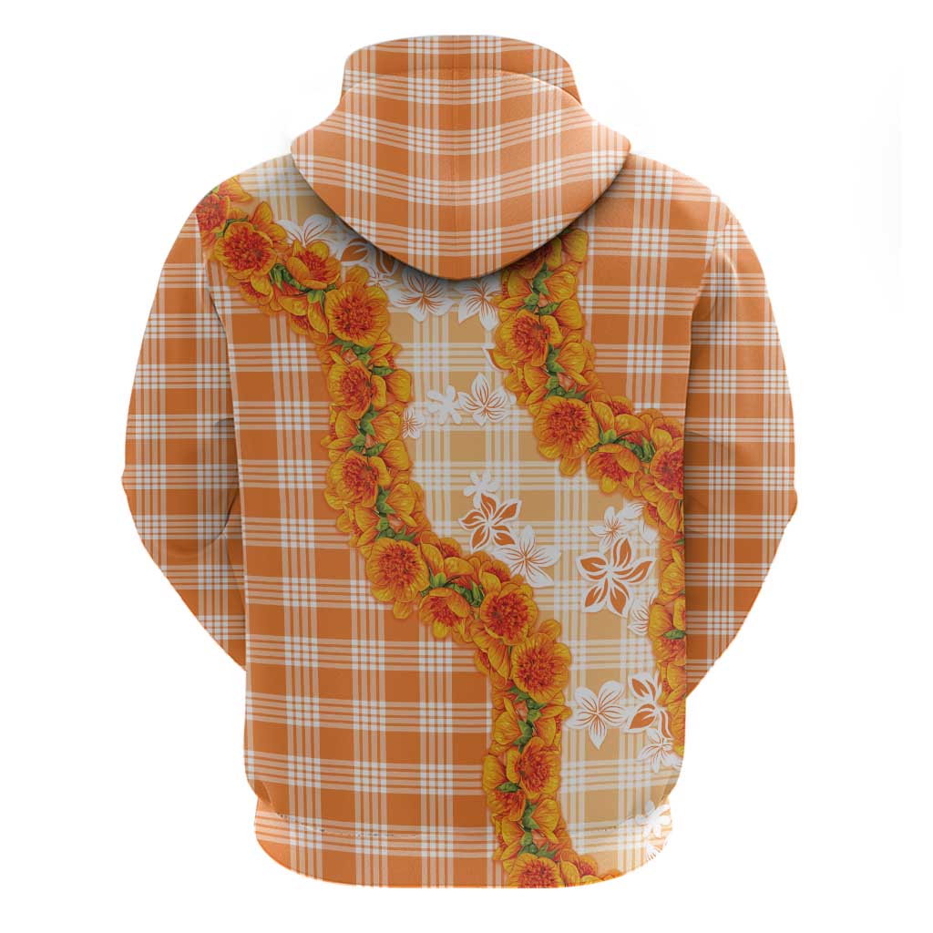 Orange Hawaii Palaka Zip Hoodie Hawaiian Ilima Lei