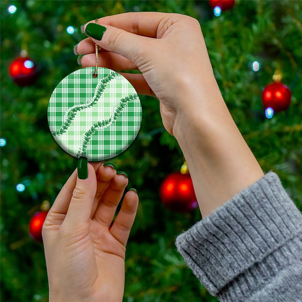 Green Hawaii Palaka Ceramic Ornament Hawaiian Pikake Lei
