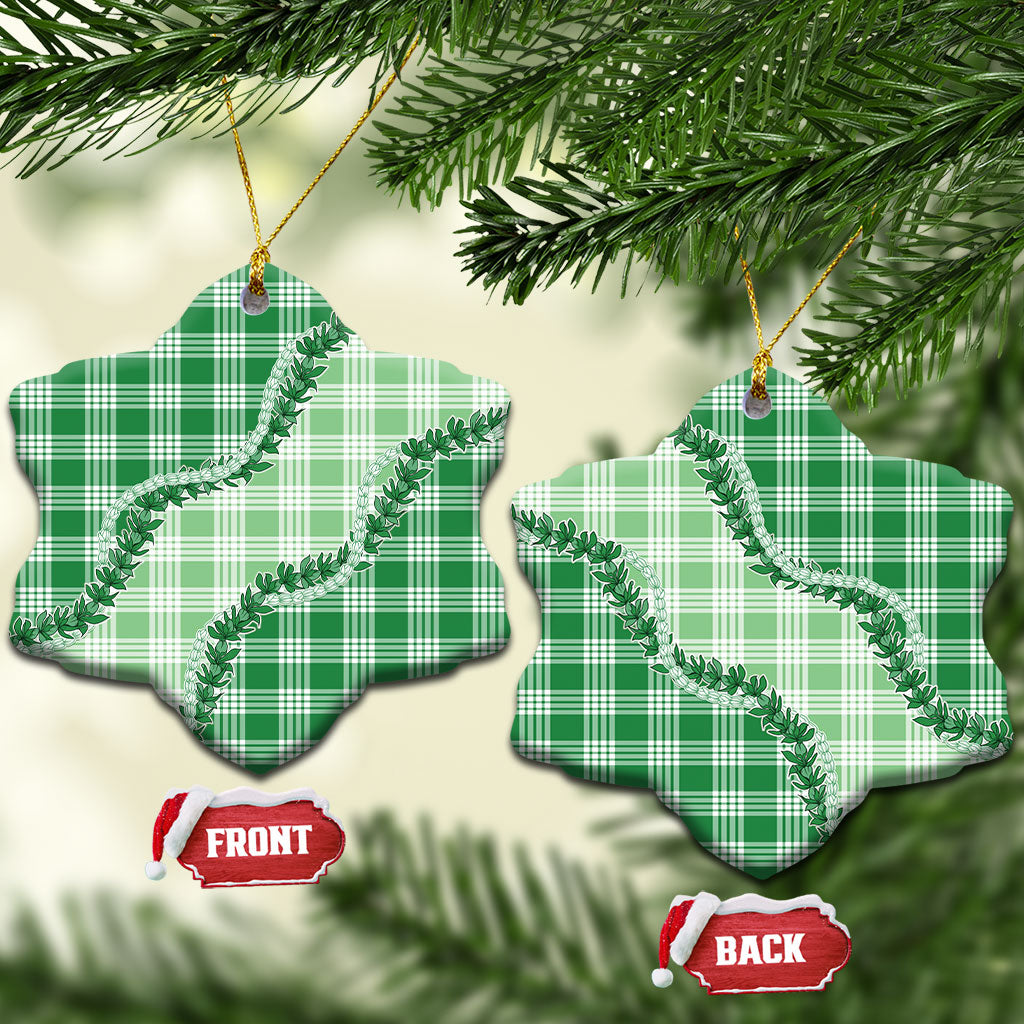 Green Hawaii Palaka Ceramic Ornament Hawaiian Pikake Lei