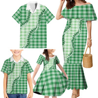 Green Hawaii Palaka Family Matching Mermaid Dress and Hawaiian Shirt Hawaiian Pikake Lei LT05 - Polynesian Pride