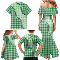 Green Hawaii Palaka Family Matching Mermaid Dress and Hawaiian Shirt Hawaiian Pikake Lei LT05 - Polynesian Pride