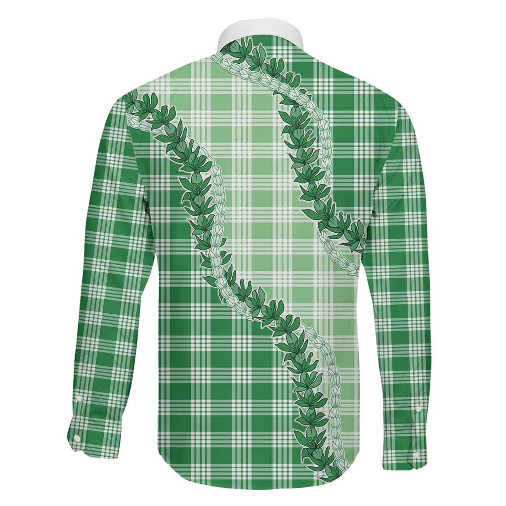 Green Hawaii Palaka Family Matching Mermaid Dress and Hawaiian Shirt Hawaiian Pikake Lei LT05 - Polynesian Pride