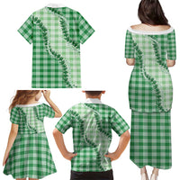 Green Hawaii Palaka Family Matching Puletasi and Hawaiian Shirt Hawaiian Pikake Lei LT05 - Polynesian Pride