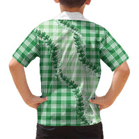 Green Hawaii Palaka Family Matching Short Sleeve Bodycon Dress and Hawaiian Shirt Hawaiian Pikake Lei LT05 - Polynesian Pride