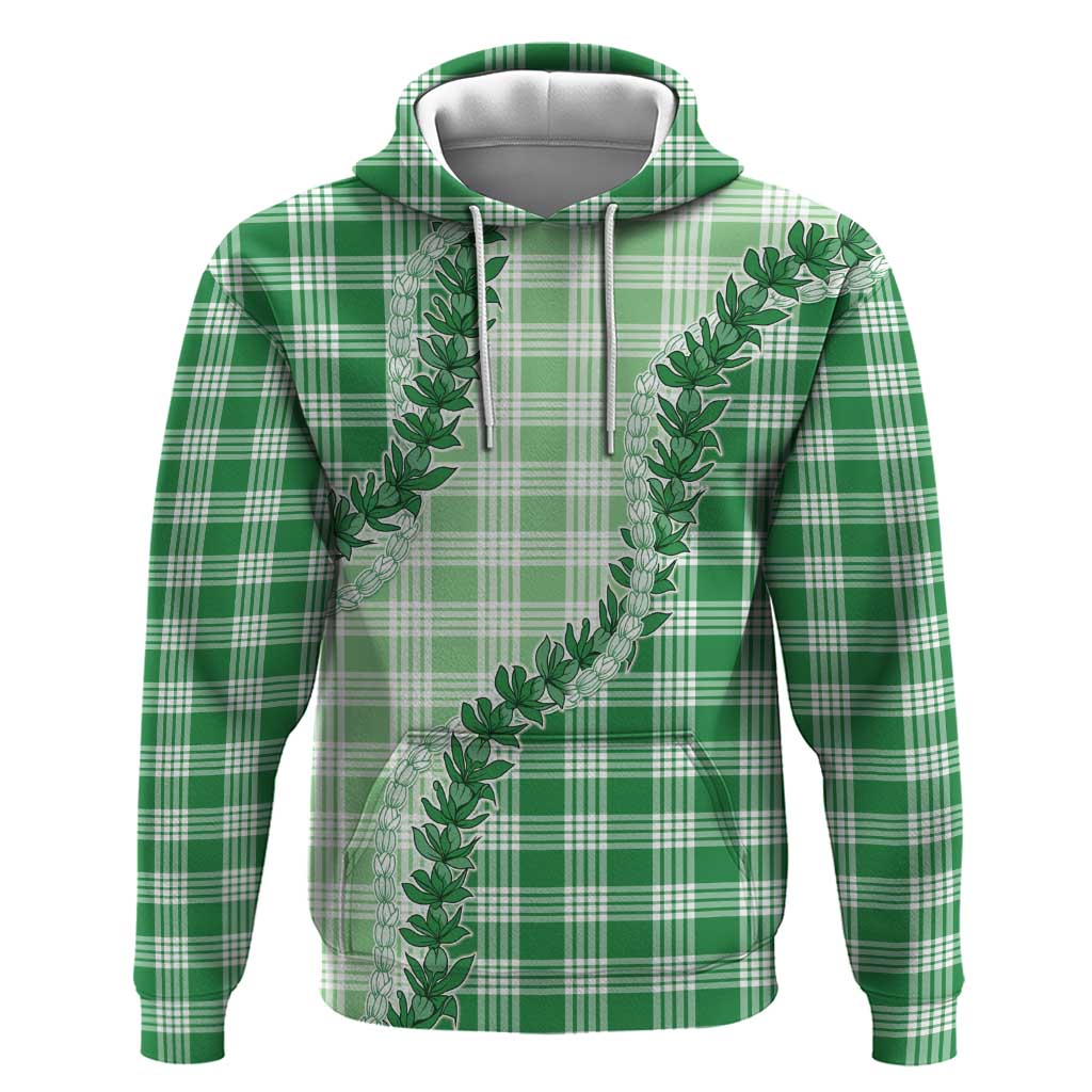 Green Hawaii Palaka Hoodie Hawaiian Pikake Lei LT05 Pullover Hoodie Green - Polynesian Pride