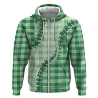 Green Hawaii Palaka Hoodie Hawaiian Pikake Lei LT05 Zip Hoodie Green - Polynesian Pride