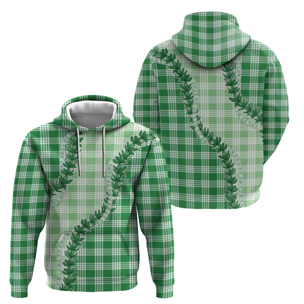 Green Hawaii Palaka Hoodie Hawaiian Pikake Lei LT05 - Polynesian Pride