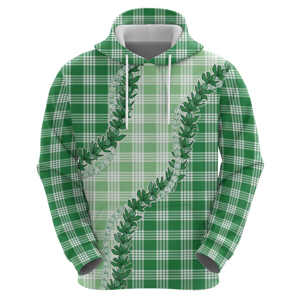 Green Hawaii Palaka Hoodie Hawaiian Pikake Lei LT05 - Polynesian Pride