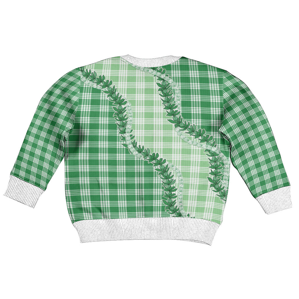 Green Hawaii Palaka Kid Ugly Christmas Sweater Hawaiian Pikake Lei LT05 - Polynesian Pride