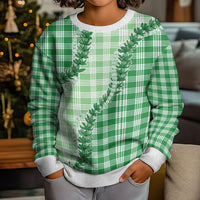 Green Hawaii Palaka Kid Ugly Christmas Sweater Hawaiian Pikake Lei LT05 - Polynesian Pride