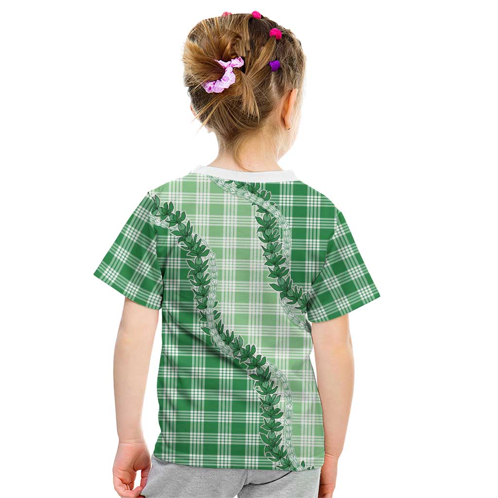 Green Hawaii Palaka Kid T Shirt Hawaiian Pikake Lei