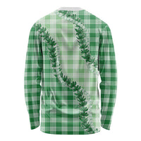 Green Hawaii Palaka Long Sleeve Shirt Hawaiian Pikake Lei
