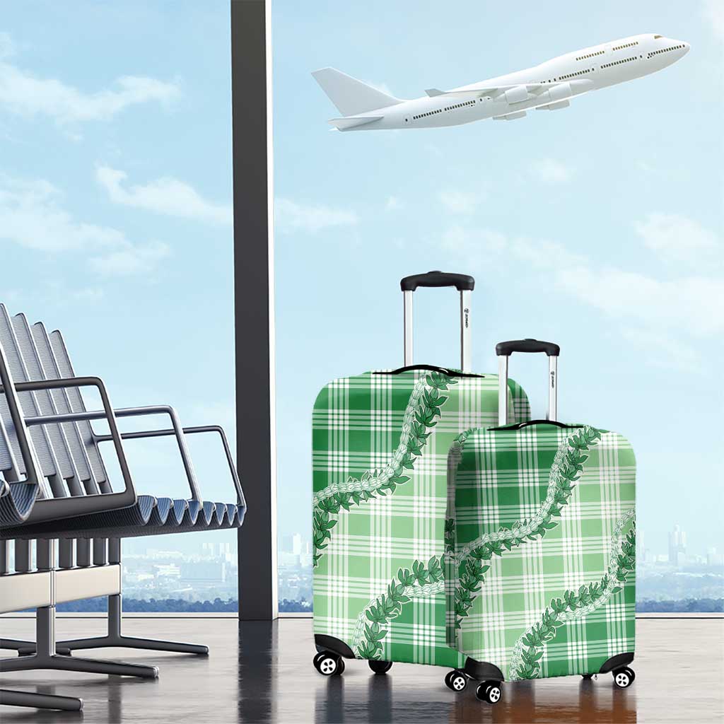 Green Hawaii Palaka Luggage Cover Hawaiian Pikake Lei
