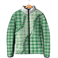 Green Hawaii Palaka Padded Jacket Hawaiian Pikake Lei