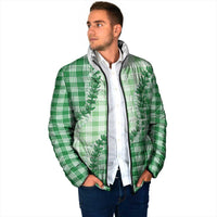 Green Hawaii Palaka Padded Jacket Hawaiian Pikake Lei