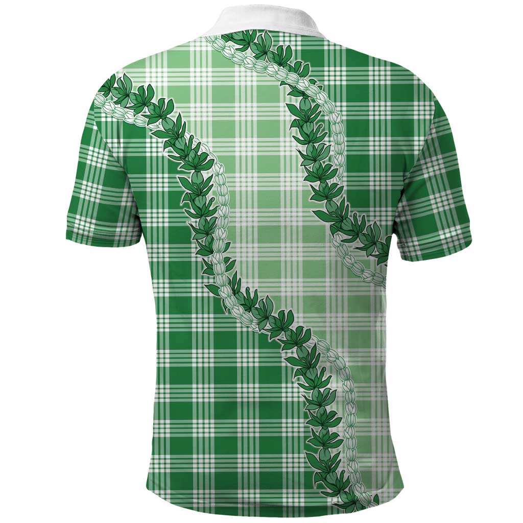 Green Hawaii Palaka Polo Shirt Hawaiian Pikake Lei