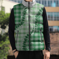 Green Hawaii Palaka Sleeveless Puffer Jacket Hawaiian Pikake Lei