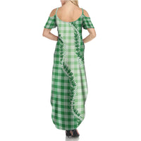 Green Hawaii Palaka Summer Maxi Dress Hawaiian Pikake Lei LT05 - Polynesian Pride